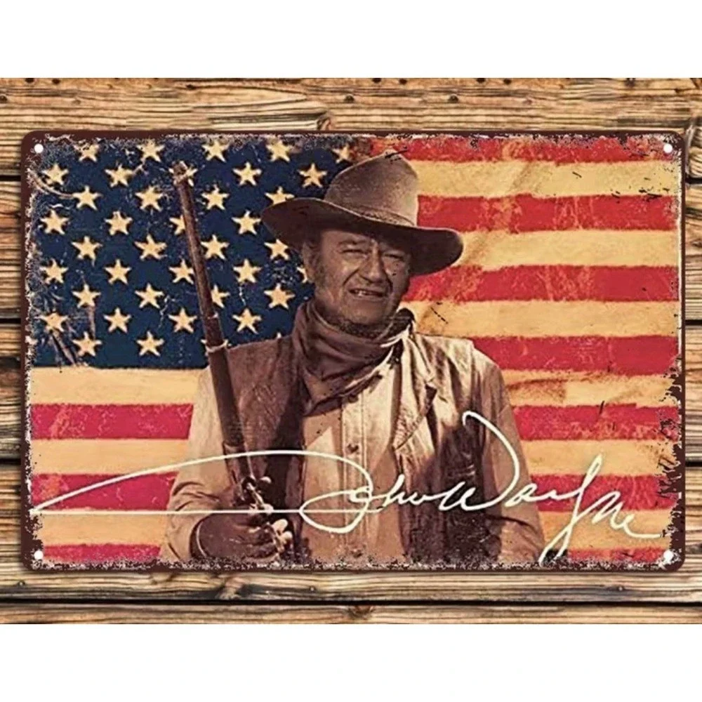 New Retro Metal Sign John Wayne US Flag 8 x 12 Inches Cowboy Man Cave Bar Den